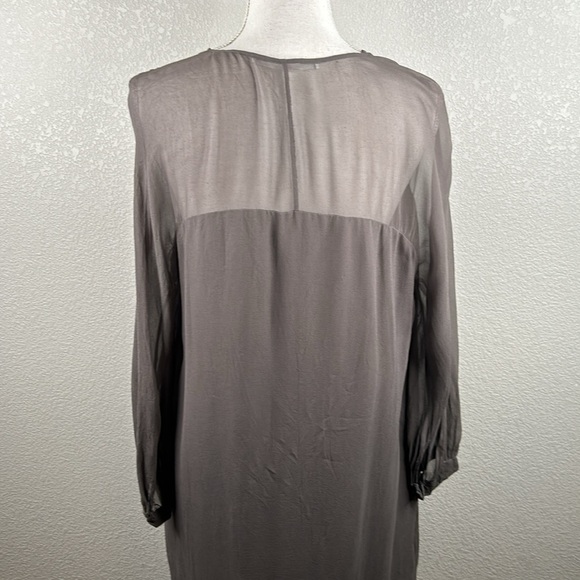 Crispin and Basilio 100% Silk Brown Long Sleeve Lagenlook Midi Dress Size Medium - Picture 7 of 10